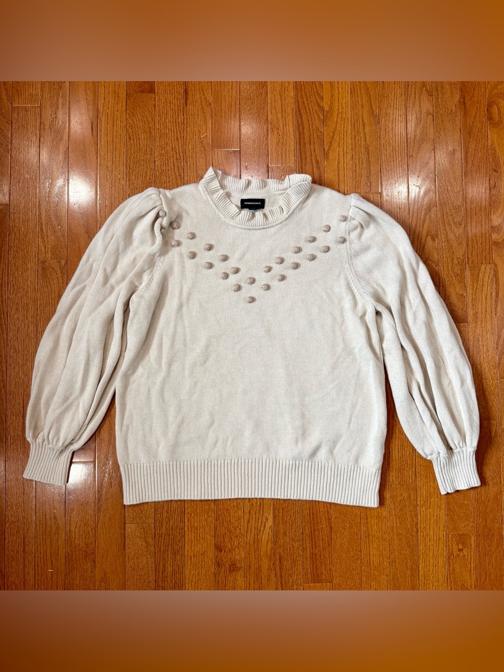 Summersalt Women’s XL Year-Round Pompom Sweater Ruffle Balloon Sleeve Bobble